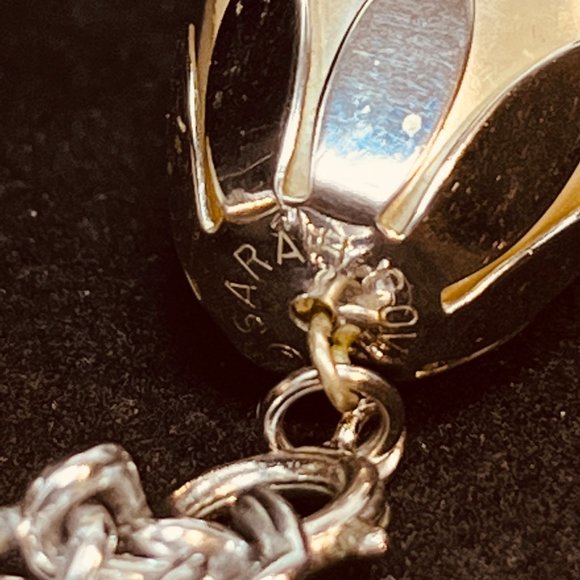 Sarah Coventry Chunky Silver Tone Necklace W/2 Large Faux Pearl Charms (3854) - Picture 8 of 9